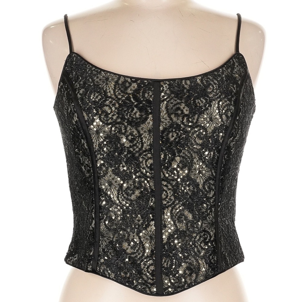 VTG NWT Jessica McClintock Elegant Black Corset Top Y2K Whimsigoth Dark Fairy